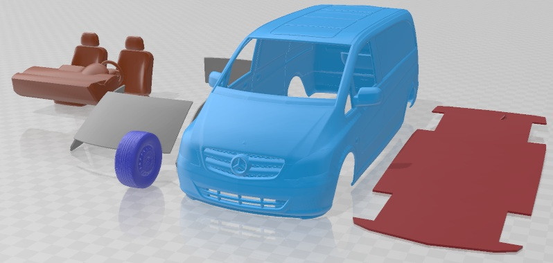 Mercedes Vito 2010 Panel Van Printable Modèles 3D en vedette .c4d .max .obj .3ds .fbx .stl .blend 
