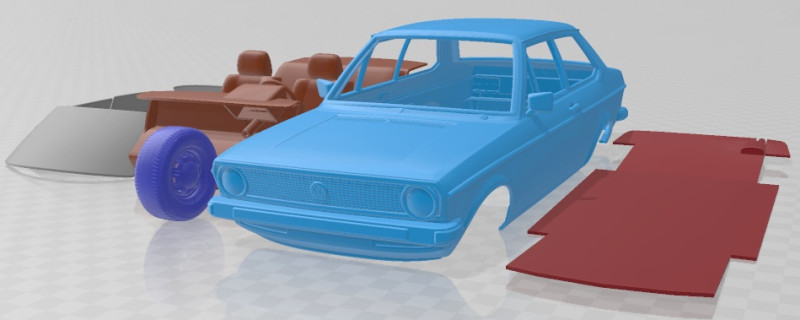 Volkswagen Derby 1977 Printable Car 3D 打印模型 .c4d .max .obj .3ds .fbx .stl .blend 