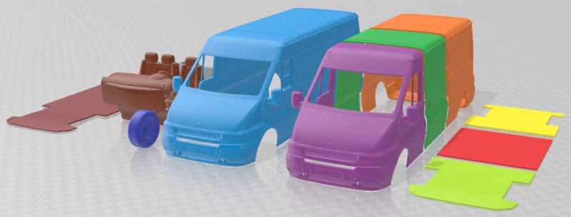 Transit PanelVan 2000 Printable 3D Print Model .c4d .max .obj .3ds .fbx .stl .blend 