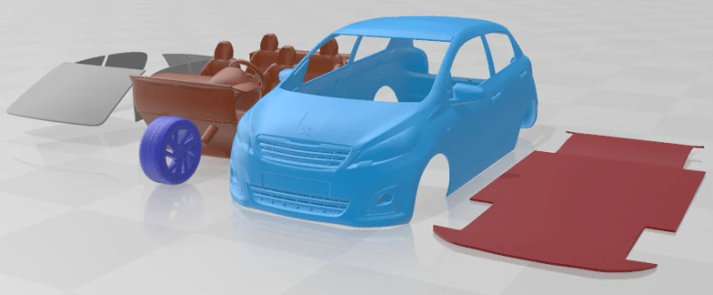 Peugeot 108 5 Doors 2014 Printable Car 3D Print Model .c4d .max .obj .3ds .fbx .stl .blend