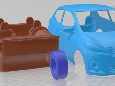 Peugeot 108 5 Doors 2014 Printable Car 3D Baskı Modeli