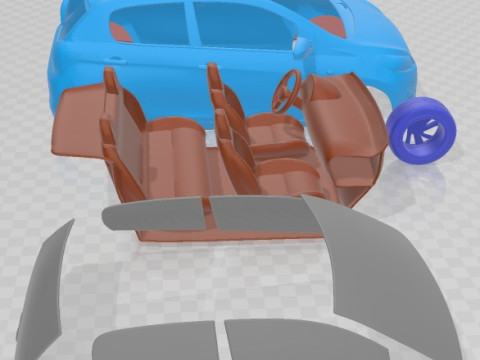 Peugeot 108 5 Doors 2014 Printable Car 3D Baskı Modeli