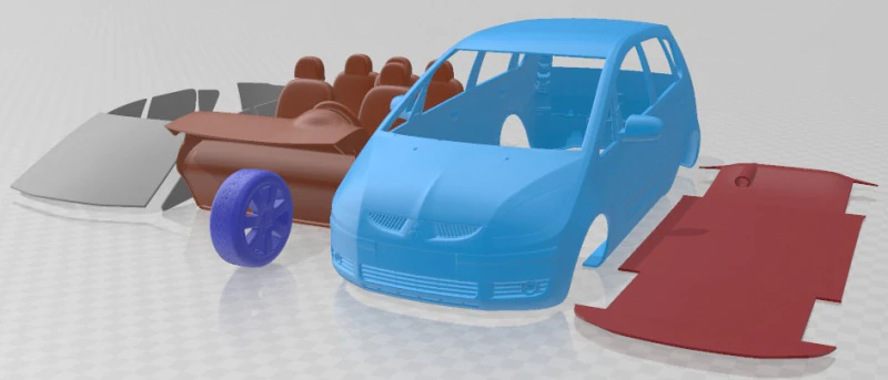 Mitsubishi Colt 5 Door 2004 Printable Car 3D Print Model .c4d .max .obj .3ds .fbx .stl .blend 