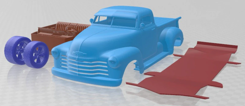 Chevrolet Pickup 1950 Street Rod Custom Printable Car 3D Print Model .c4d .max .obj .3ds .fbx .stl .blend 