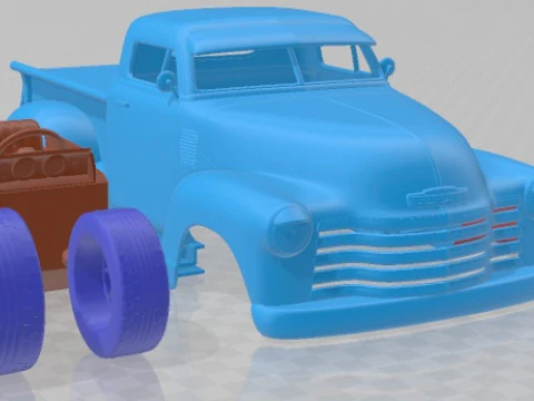 Chevrolet Pickup 1950 Street Rod Custom Printable Car 3D Print Model