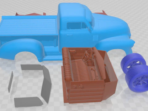 Chevrolet Pickup 1950 Street Rod Custom Printable Car 3D Print Model