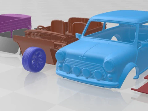 Mini S Classic 2000 Printable Car in separate parts 3D Print Model