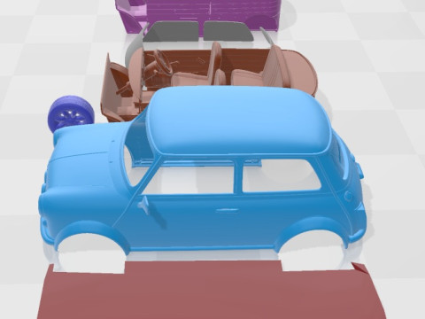 Mini S Classic 2000 Printable Car in separate parts 3D Print Model