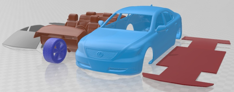 Lexus LS 600 2008 Printable Car Model do druku 3D .c4d .max .obj .3ds .fbx .stl .blend 