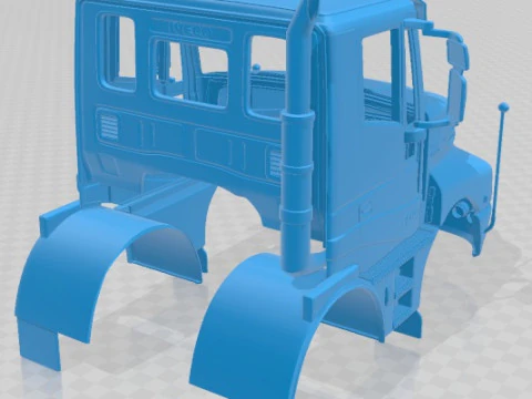 Iveco Strator Tipper Truck 4 Axle 2014 Printable Body Cabin 3D Print Model