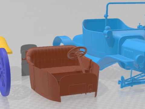 Model T Convertible Short 1908 Printable Car Modelo de Impressão 3D