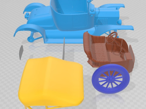 Model T Convertible Short 1908 Printable Car Modelo de Impressão 3D