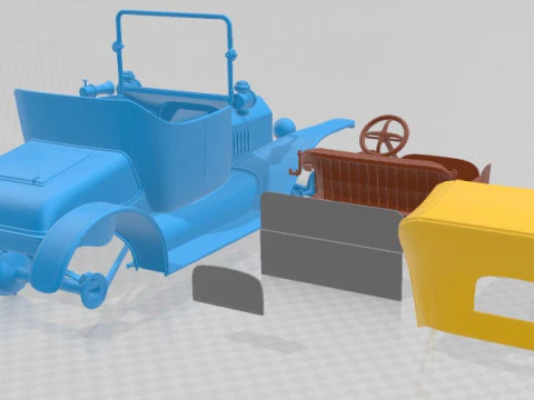 Model T Convertible Short 1908 Printable Car 3D Print Model