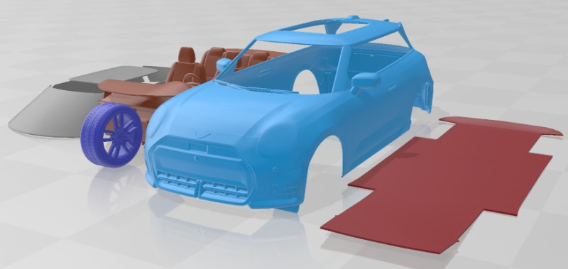 Cooper SE JCW Trim 2024 - V2 Printable Car 3D 프린트 모델 .c4d .max .obj .3ds .fbx .stl .blend