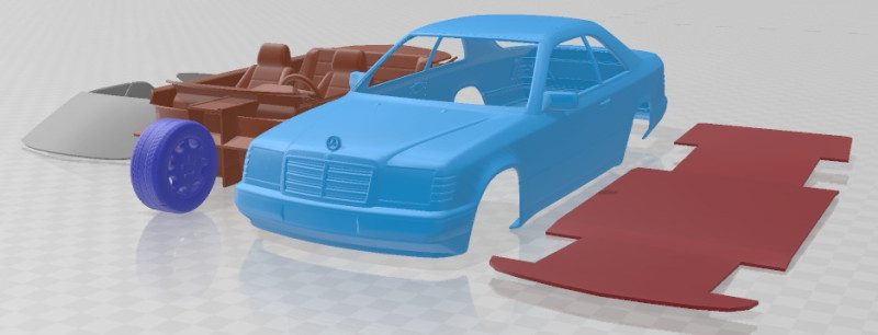 Mercedes Benz E Class W124 Coupe Printable Car 3D-printmodel .c4d .max .obj .3ds .fbx .stl .blend 