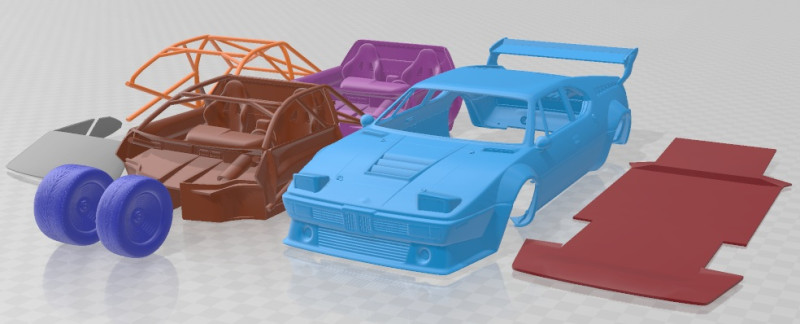 M1 Procar Race Printable Car Modelo de Impressão 3D .c4d .max .obj .3ds .fbx .stl .blend 