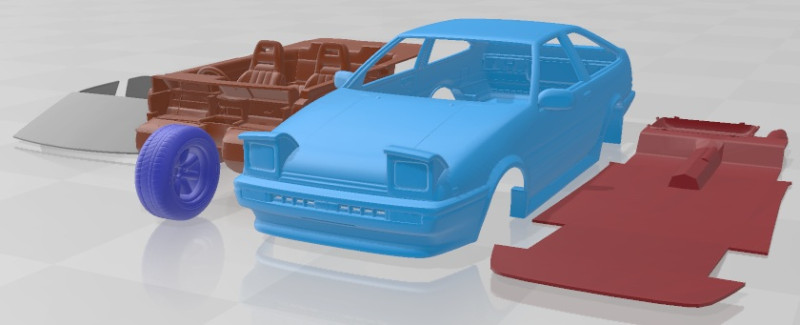 Toyota Sprinter Trueno GT Apex AE86 Printable Car Modello di stampa 3D .c4d .max .obj .3ds .fbx .stl .blend 