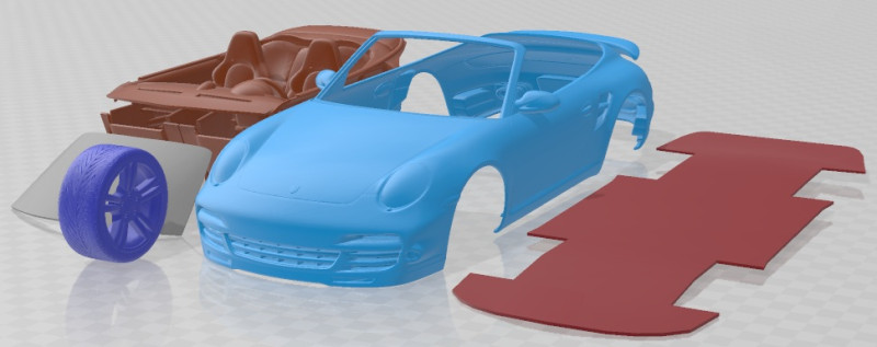 Porsche 911 Turbo 2010 Convertible Printable Car Modello di stampa 3D .c4d .max .obj .3ds .fbx .stl .blend 