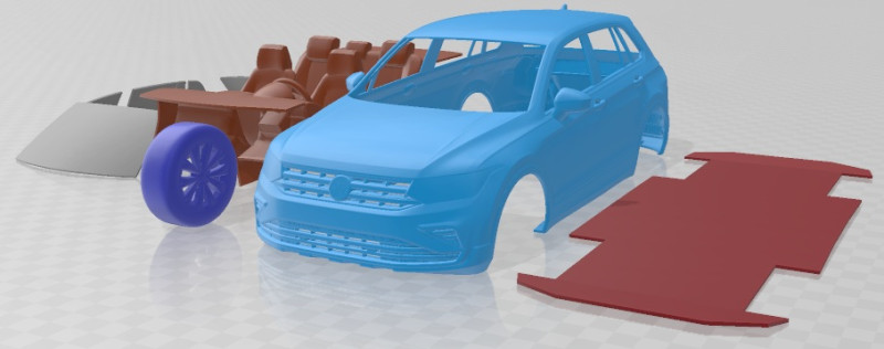 Volkswagen Tiguan 2021 Printable Car 3D Druckmodell .c4d .max .obj .3ds .fbx .stl .blend