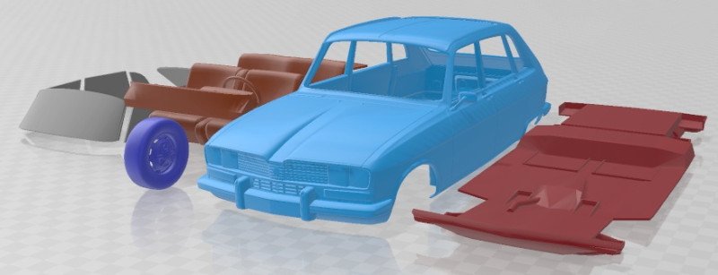 Renault 16 TX Printable Car Model do druku 3D .c4d .max .obj .3ds .fbx .stl .blend 