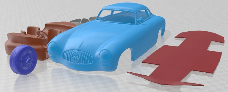 Mercedes Benz SL Class 1952 Printable Car 3D Print Model .c4d .max .obj .3ds .fbx .stl .blend 