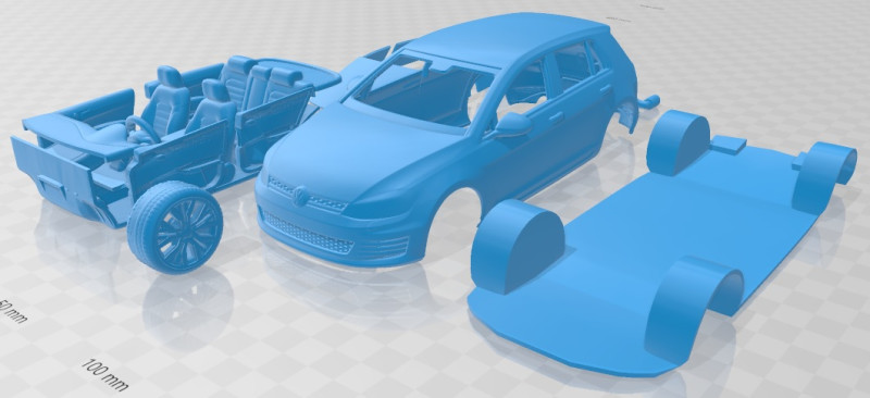 Volkswagen Golf VII GTI 5 Doors 2014 Printable Car Modello di stampa 3D .c4d .max .obj .3ds .fbx .stl .blend
