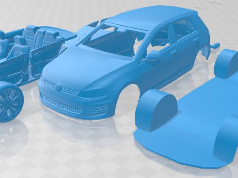 폭스바겐 골프 VII GTI 5 도어 2014 인쇄 가능한 자동차 3D 프린트 모델