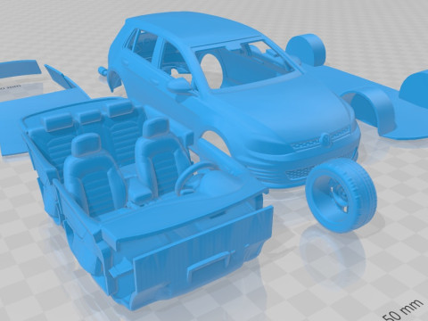 Volkswagen Golf VII GTI 5 Doors 2014 Printable Car Modello di stampa 3D