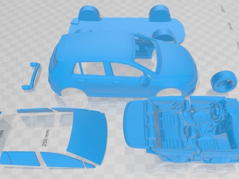 Volkswagen Golf VII GTI 5 Doors 2014 Printable Car Modello di stampa 3D