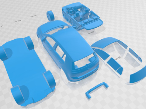 Volkswagen Golf VII GTI 5 Doors 2014 Printable Car Modello di stampa 3D