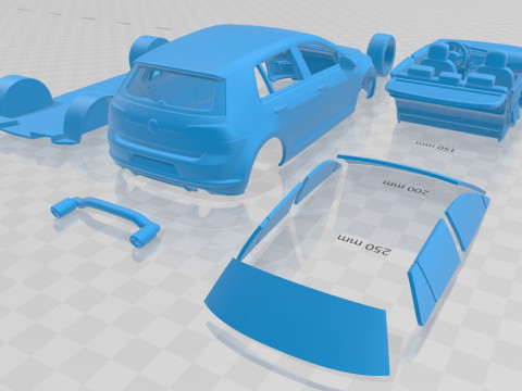 Volkswagen Golf VII GTI 5 Doors 2014 Printable Car Modello di stampa 3D