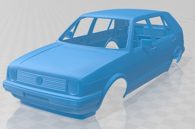 Volkswagen Golf Mk2 5 Door 1983 Printable Body Car 3D Baskı Modeli .c4d .max .obj .3ds .fbx .stl .blend