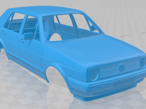 Volkswagen Golf Mk2 5 Door 1983 Printable Body Car 3D Baskı Modeli