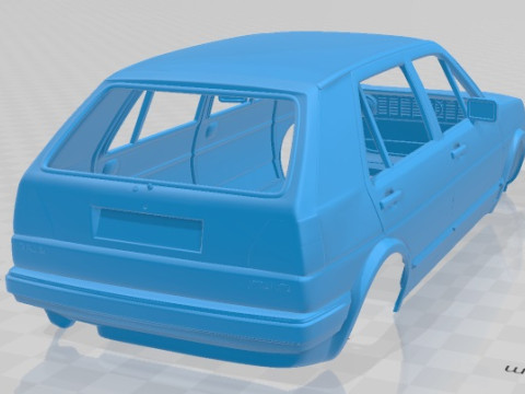Volkswagen Golf Mk2 5 Door 1983 Printable Body Car 3D Baskı Modeli