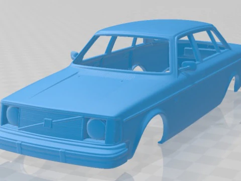 Volvo 244 Sedan 1975 Cetak Body Mobil Model Cetak 3D
