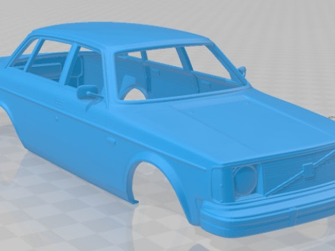 Volvo 244 Sedan 1975 Printable Body Car Modello di stampa 3D