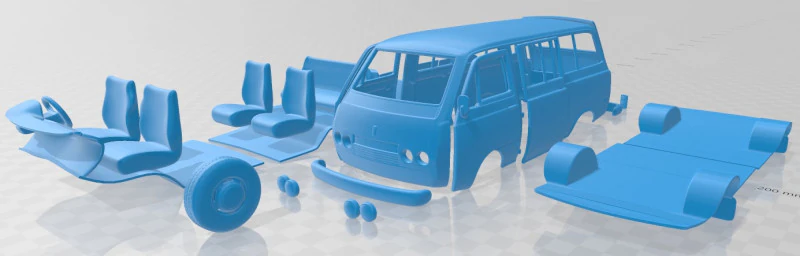 Toyota Hiace 1967 Printable Van 3D Print Model .c4d .max .obj .3ds .fbx .stl .blend 