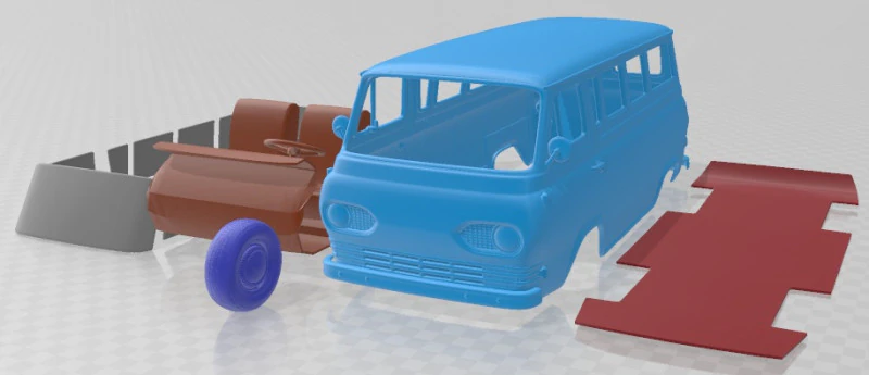 E Series Falcon Club Wagon 1963 Printable Van 3D Print Model .c4d .max .obj .3ds .fbx .stl .blend