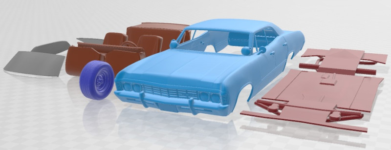 Chevrolet Impala 1967 Printable Car 3D 打印模型 .c4d .max .obj .3ds .fbx .stl .blend 