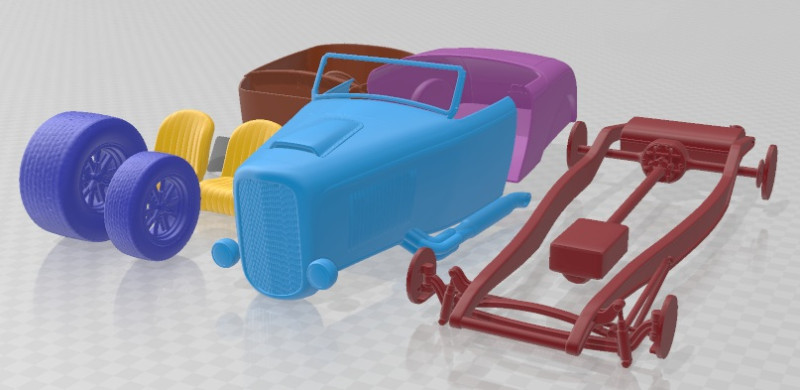 32 Hot Rod Custom Roadster Printable Car in separate parts Model do druku 3D .c4d .max .obj .3ds .fbx .stl .blend 
