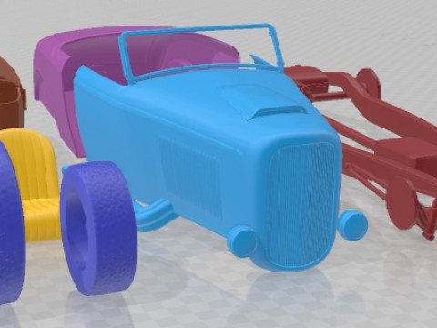 32 Hot Rod Custom Roadster Printable Car in separate parts Model do druku 3D