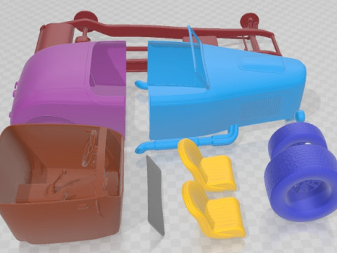 32 Hot Rod Custom Roadster Printable Car in separate parts Model do druku 3D