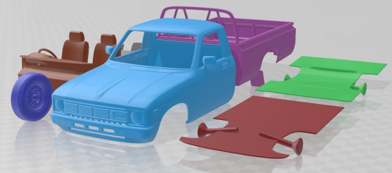 Toyota Hilux Regular Cab 1978 Printable Car 3D printmodel .c4d .max .obj .3ds .fbx .stl .blend