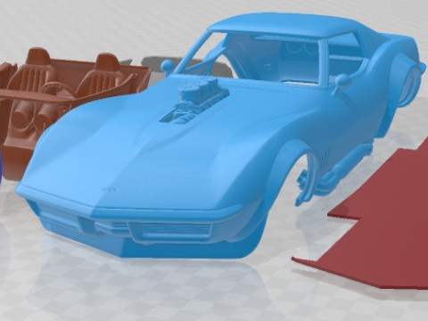 Chevrolet Corvette C3 1969 Pro Touring Printable Car 3Dプリントモデル