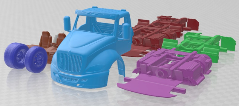 International RH Day Cab Tractor Truck 2018 Printable Truck Model do druku 3D .c4d .max .obj .3ds .fbx .stl .blend 