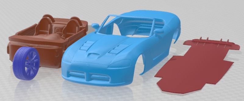Dodge Viper SRT 10 2008 Roadster Printable Car 3D 프린트 모델 .c4d .max .obj .3ds .fbx .stl .blend 