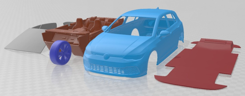 Volkswagen Golf GTE 5 Door 2020 Printable Car Modello di stampa 3D .c4d .max .obj .3ds .fbx .stl .blend 