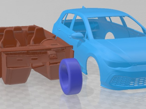 Volkswagen Golf GTE 5 Door 2020 Printable Car Modello di stampa 3D