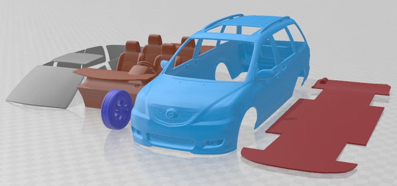 Mazda MPV LW 2002 afdrukbare auto 3D printmodel .c4d .max .obj .3ds .fbx .stl .blend 