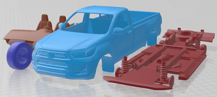 Toyota Hilux Regular Cab 2021 Printable Car 3D प्रिंट मॉडल .c4d .max .obj .3ds .fbx .stl .blend 